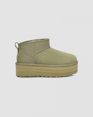 UGG Classic Ultra Mini Platform Støvler Dame Olivengrøn | DKM8554Q