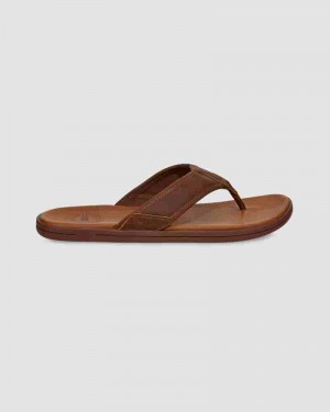 UGG Seaside Leather Flip Flop Sandaler Herre Kaffe | DKC8654T