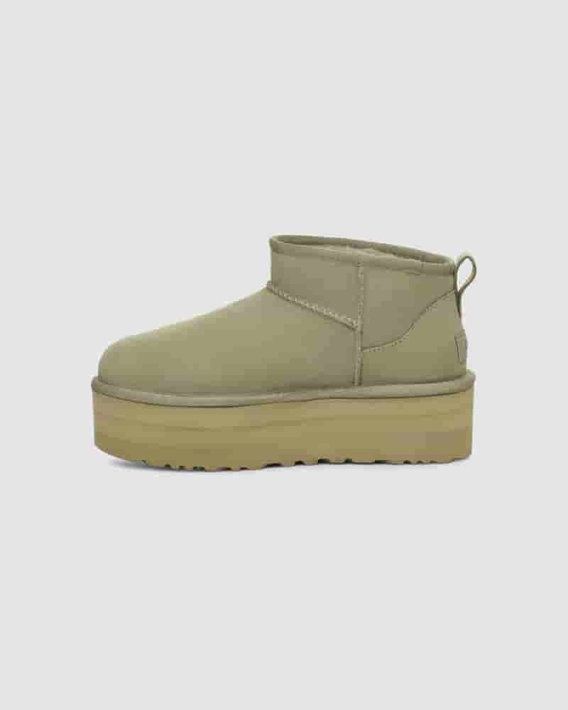 UGG Classic Ultra Mini Platform Støvler Børn Olivengrøn | DKB8713E