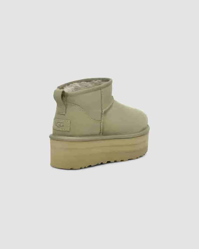 UGG Classic Ultra Mini Platform Støvler Børn Olivengrøn | DKB8713E