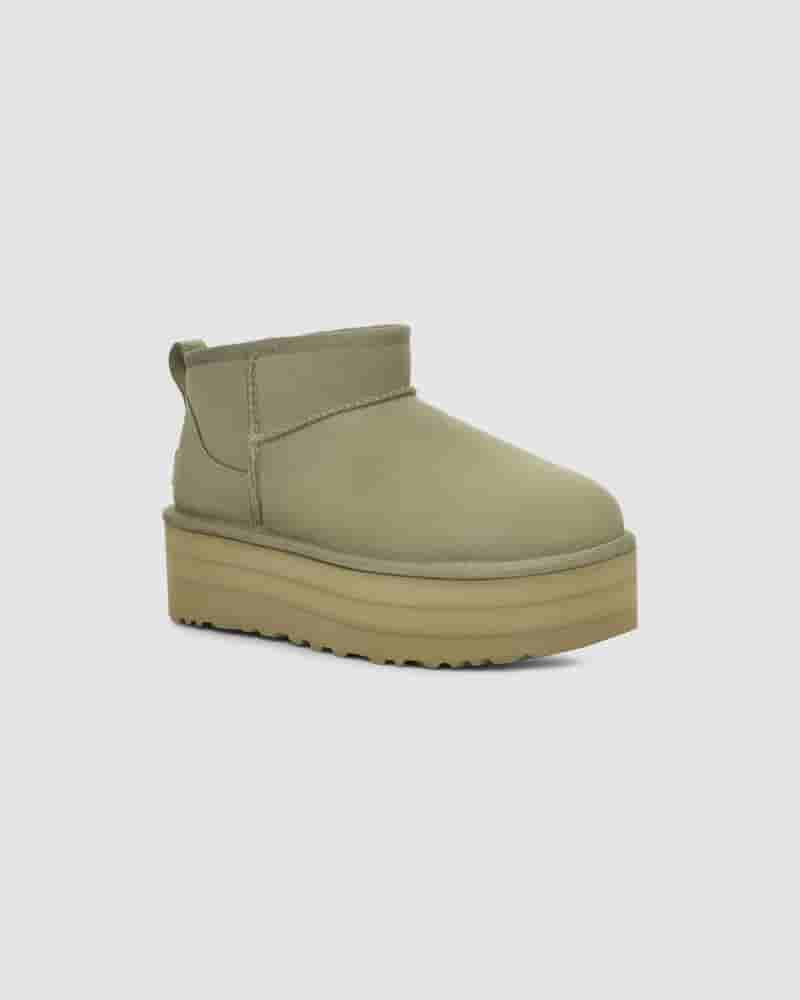 UGG Classic Ultra Mini Platform Støvler Dame Olivengrøn | DKM8554Q