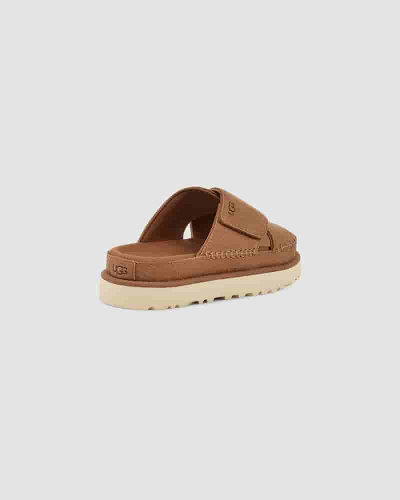 UGG Goldenstar Cross Slide Sandaler Dame Kaffe | DKJ8564P