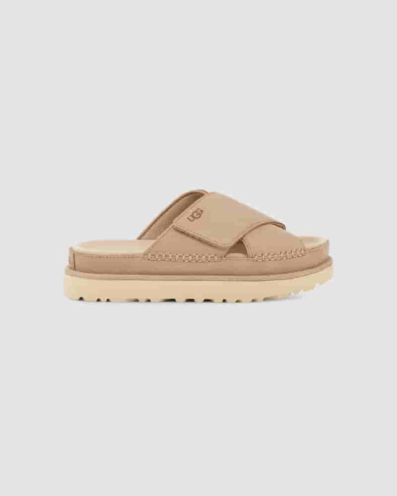 UGG Goldenstar Cross Slide Sandaler Dame Brune | DKH8565A