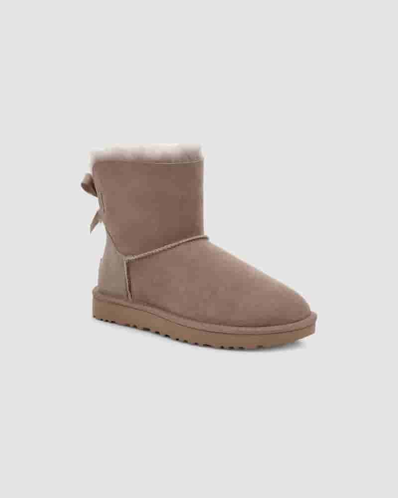 UGG Mini Bailey Bow II Støvler Dame Khaki | DKE8526B