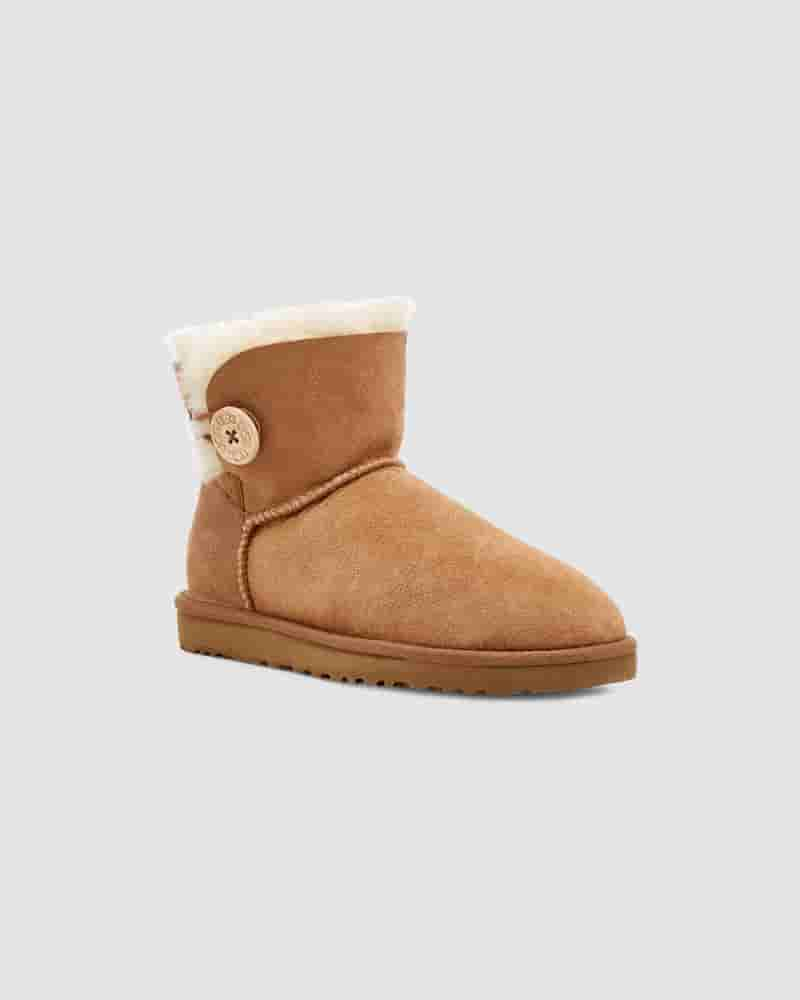 UGG Mini Bailey Button II Støvler Børn Brune | DKL8703I