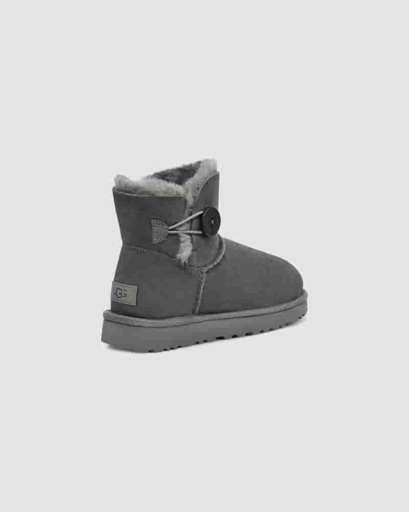 UGG Mini Bailey Button II Støvler Børn Grå | DKJ8701P