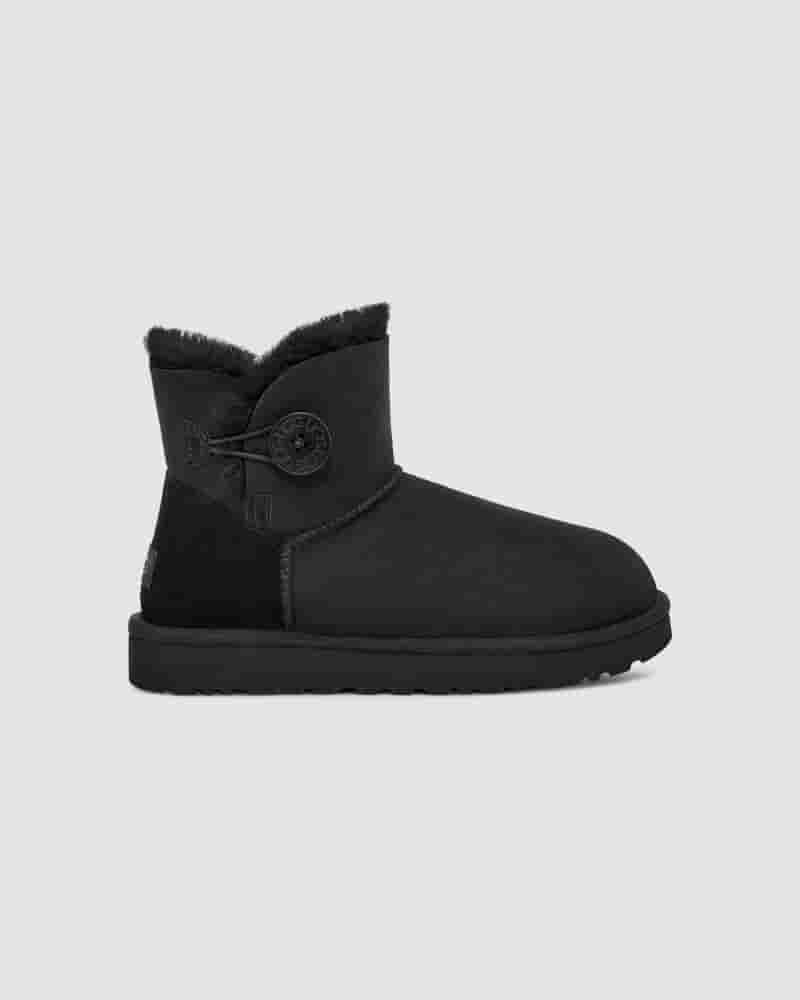 UGG Mini Bailey Button II Støvler Børn Sort | DKK8702O