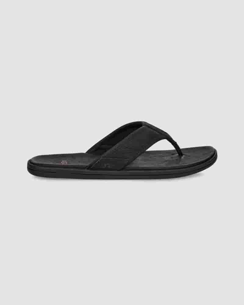 UGG Seaside Leather Flip Flop Sandaler Herre Sort | DKX8653Y