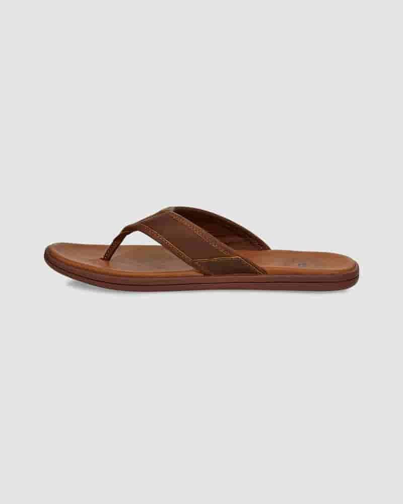 UGG Seaside Leather Flip Flop Sandaler Herre Kaffe | DKC8654T