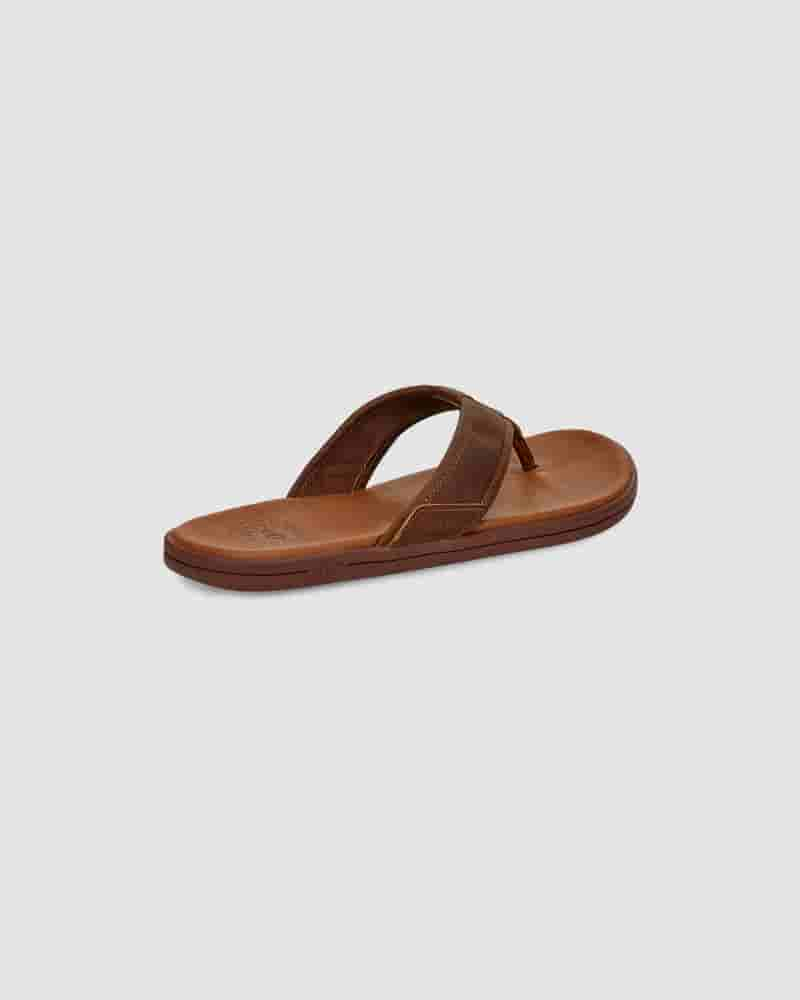 UGG Seaside Leather Flip Flop Sandaler Herre Kaffe | DKC8654T